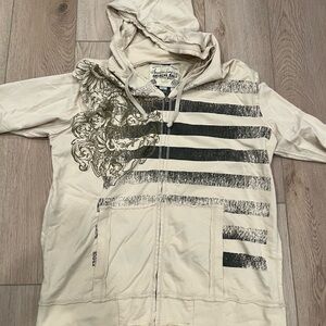 American Rag Cream Hoodie with Black Accents